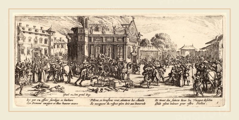 Gerrit van Schagen after Jacques Callot (Dutch, c. 1642-1690 or after), Destruction of a Convent, etching and engraving