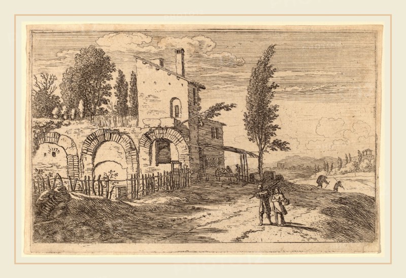 Herman van Swanevelt (Dutch, c. 1600-1655), Inn in the Ruins of the Palace of the Emperors, etching