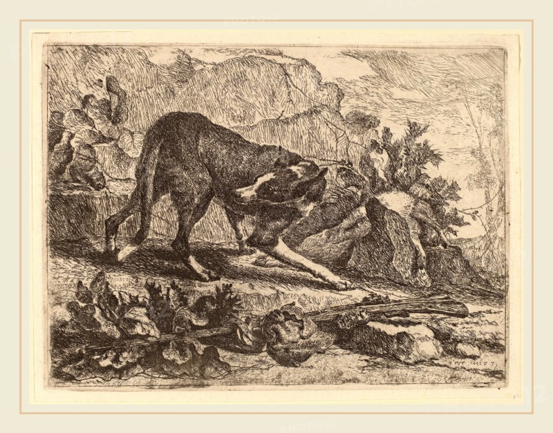 Jan Fyt (Flemish, 1611-1661), Landscape with Greyhound and Rifle, 1642, etching