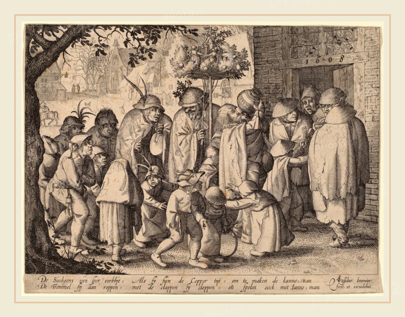 Claes Jansz Visscher (Dutch, 1586-1587-1652), Procession of Feasting Lepers, 1608, etching