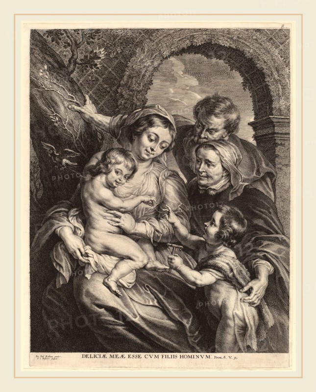 Schelte Adams Bolswert after Sir Peter Paul Rubens (Flemish, 1586-1659), The Holy Family with the Goldfinch, engraving