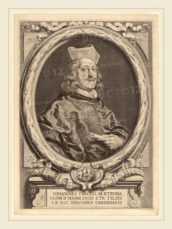 Adriaen Haelwegh (Dutch, 1637-after 1696), Cardinal Giovanni Carlo dei Medici, before 1691, engraving on laid paper