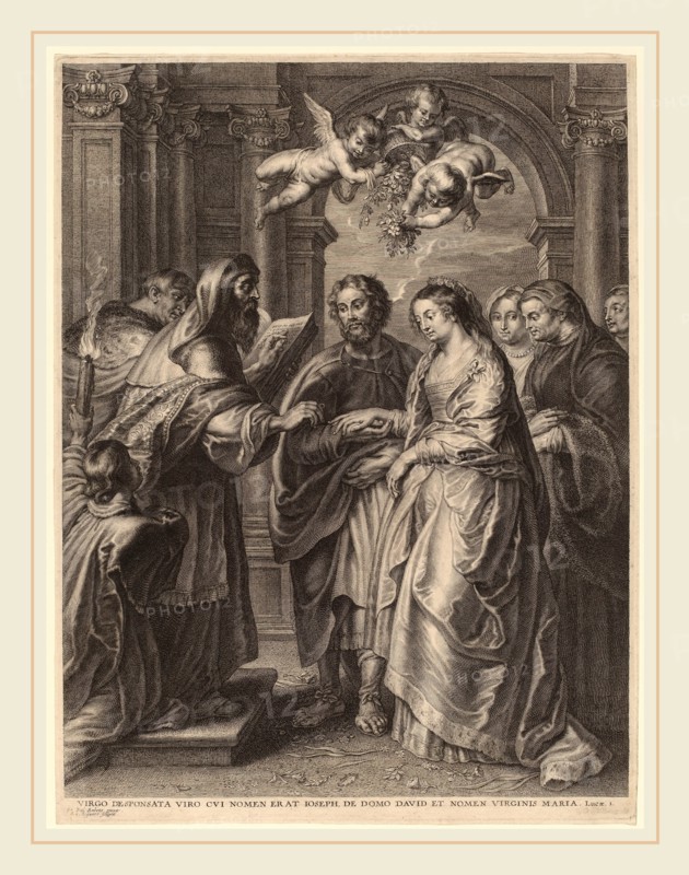 Schelte Adams Bolswert after Sir Peter Paul Rubens (Flemish, 1586-1659), The Marriage of the Virgin, engraving