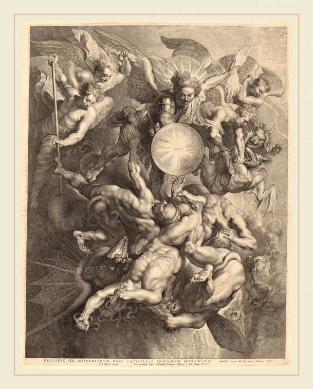 Lucas Emil Vorsterman after Sir Peter Paul Rubens (Flemish, 1595-1675), The Fall of the Rebel Angels, 1621, engraving