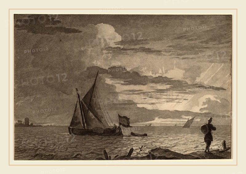 Cornelis Ploos van Amstel and Cornelis Brouwer after Ludolf Backhuysen (Dutch, 1726-1798), Fisherman with Pack over His Shoulder, 1779, transfer technique