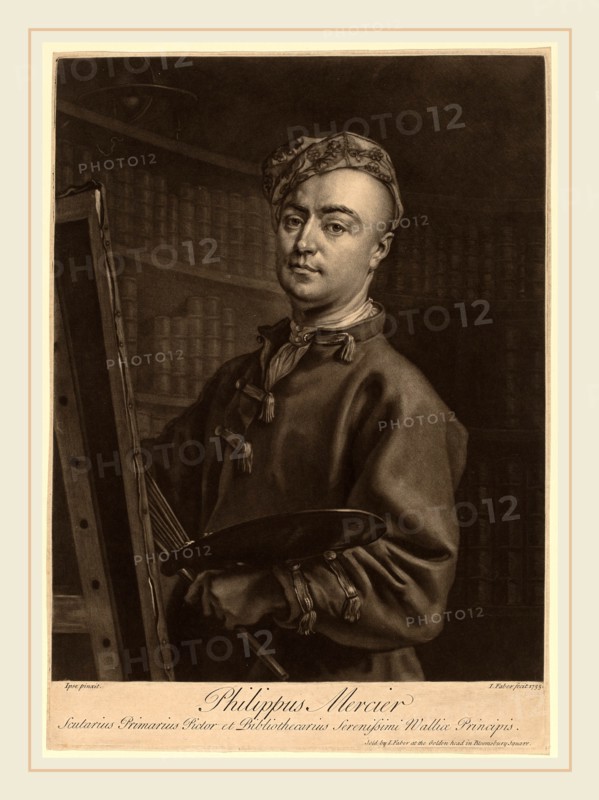 John Faber II after Philip Mercier (Dutch, c. 1684-1756), Philip Mercier, 1735, mezzotint on laid paper
