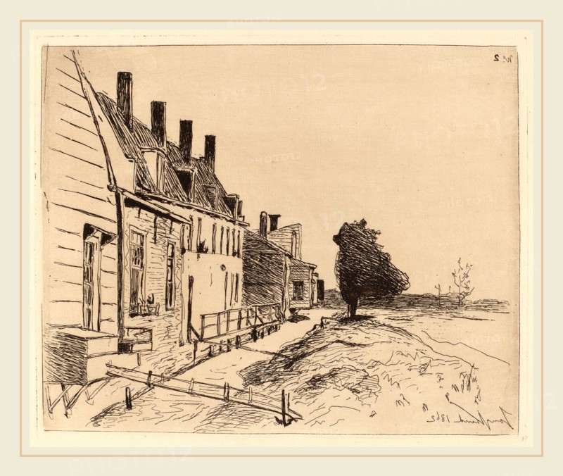 Johan Barthold Jongkind (Dutch, 1819-1891), The Houses on the Canal Bank (Les Maisons au bord du canal), 1862, etching