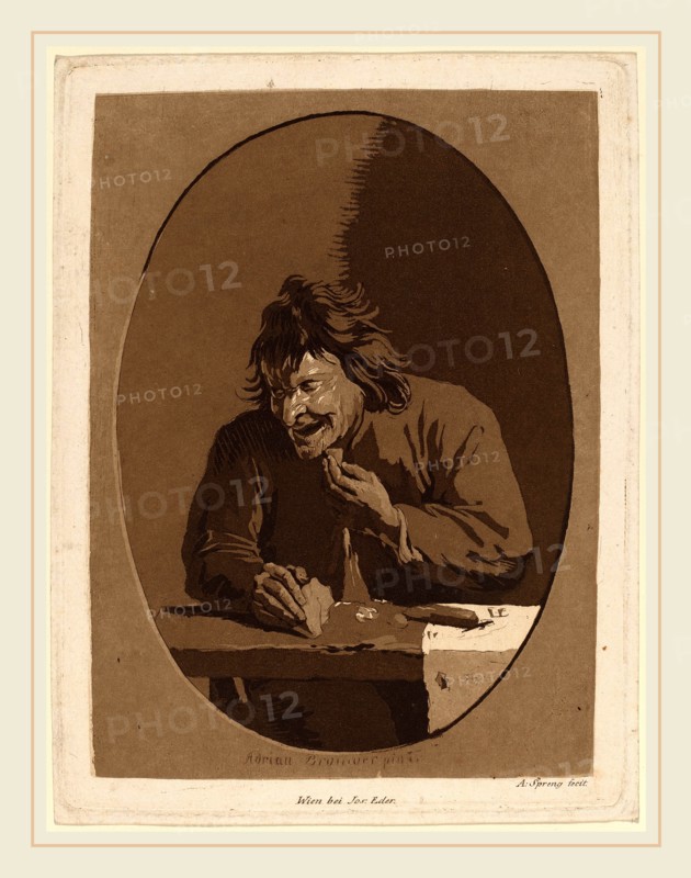 Anton Spreng after Adriaen Brouwer (Austrian, 1770-1845), A Peasant Eating, aquatint and etching printed in brown on wove paper