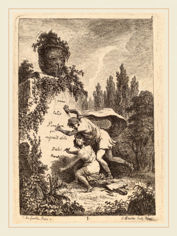 Franz Edmund Weirotter after Ãâtienne de Lavallée-Poussin (Austrian, 1730-1771), Nella Venuta in Roma: pl. 1, 1764, etching on laid paper