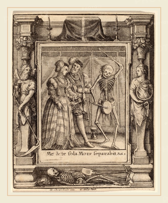 Wenceslaus Hollar after Hans Holbein the Younger after Abraham van Diepenbeeck (Bohemian, 1607-1677), Bridal Pair, 1651, etching with border "Time and Eternity"