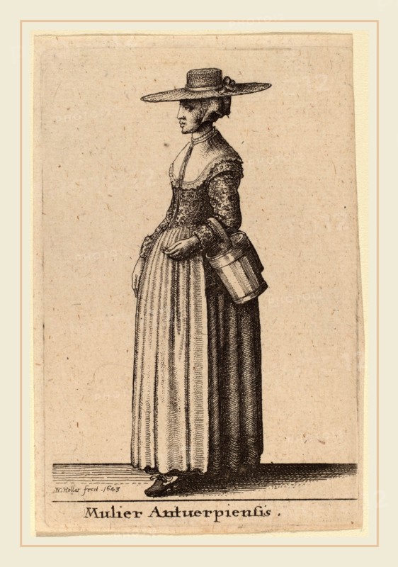 Wenceslaus Hollar (Bohemian, 1607-1677), Mulier Antuerpiensis, 1643, etching