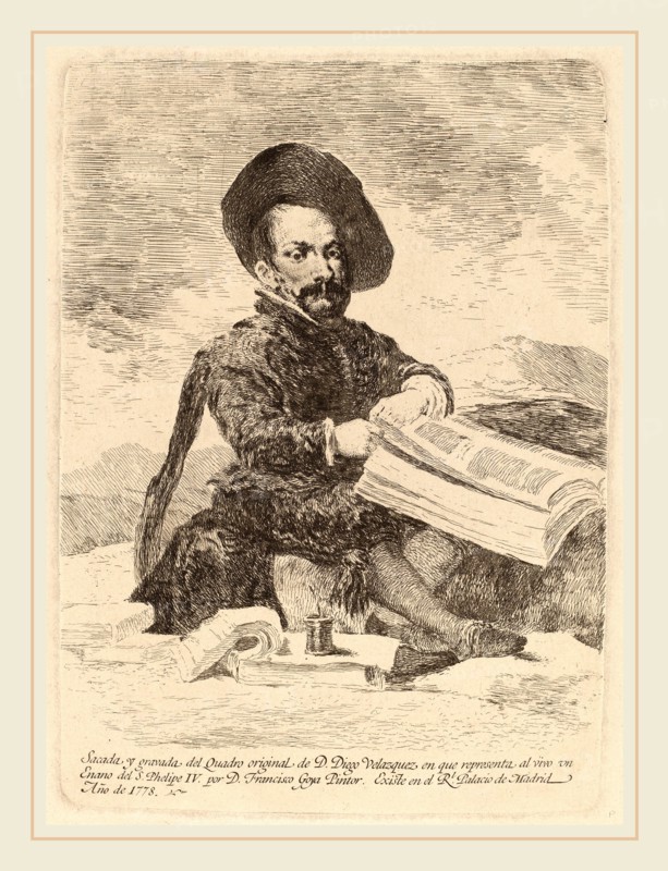 Francisco de Goya after Diego VelÃ¡zquez, Un enano (A Dwarf), Spanish, 1746-1828, 1778, etching on heavy laid paper [first edition impression printed in the Calcografia in 1778-79]