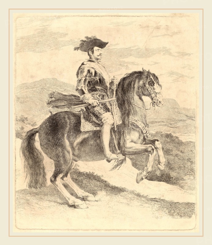Francisco de Goya after Diego VelÃ¡zquez, Felipe IV, Spanish, 1746-1828, 1778, etching retouched in black ink [working proof]