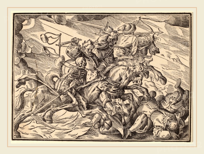 Christoph Murer, The Four Horsemen of the Apocalypse, Swiss, 1558-1614, published 1630, woodcut on laid paper