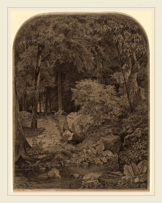 William Trost Richards, Landscape, American, 1833-1905, 1862, graphite on wove paper