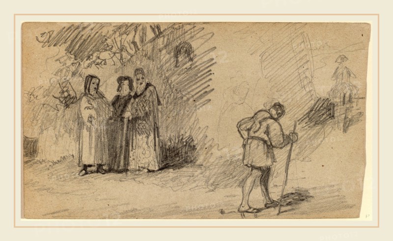 Elihu Vedder, Son and the Donkey, American, 1836-1923, c. 1859, graphite on wove paper