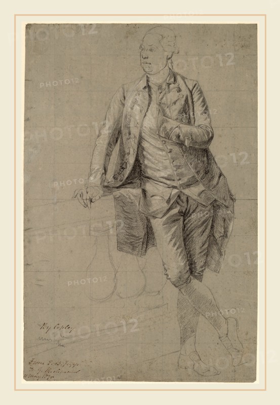 John Singleton Copley, A Gentleman, American, 1738-1815, 1776-1780, graphite and white chalk on gray-washed laid paper, squared with graphite