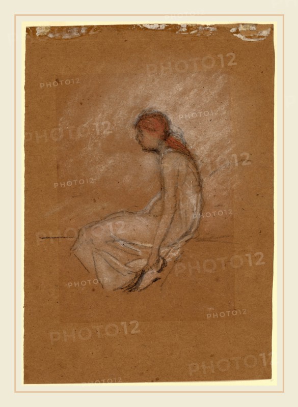 James McNeill Whistler, Seated Woman with Red Hair, American, 1834-1903, 1870-1873, pastel and chalk on brown paper