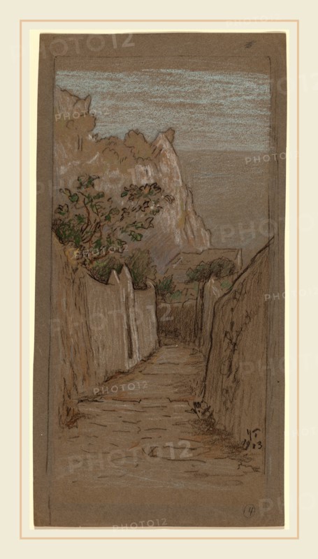 Elihu Vedder, Capri, American, 1836-1923, 1913, pastel on gray paper