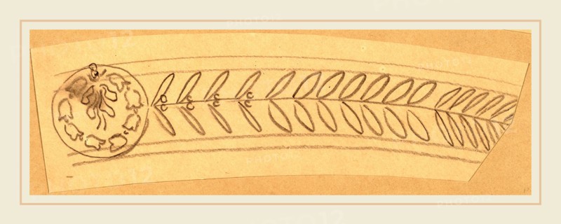 Charles Sprague Pearce, Study for a Border Design, American, 1851-1914, 1890-1897, black conté crayon on tan wove paper