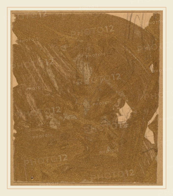 Charles Sprague Pearce, Study for a Border Design, American, 1851-1914, 1890-1897, graphite and gold paint on tan wove paper