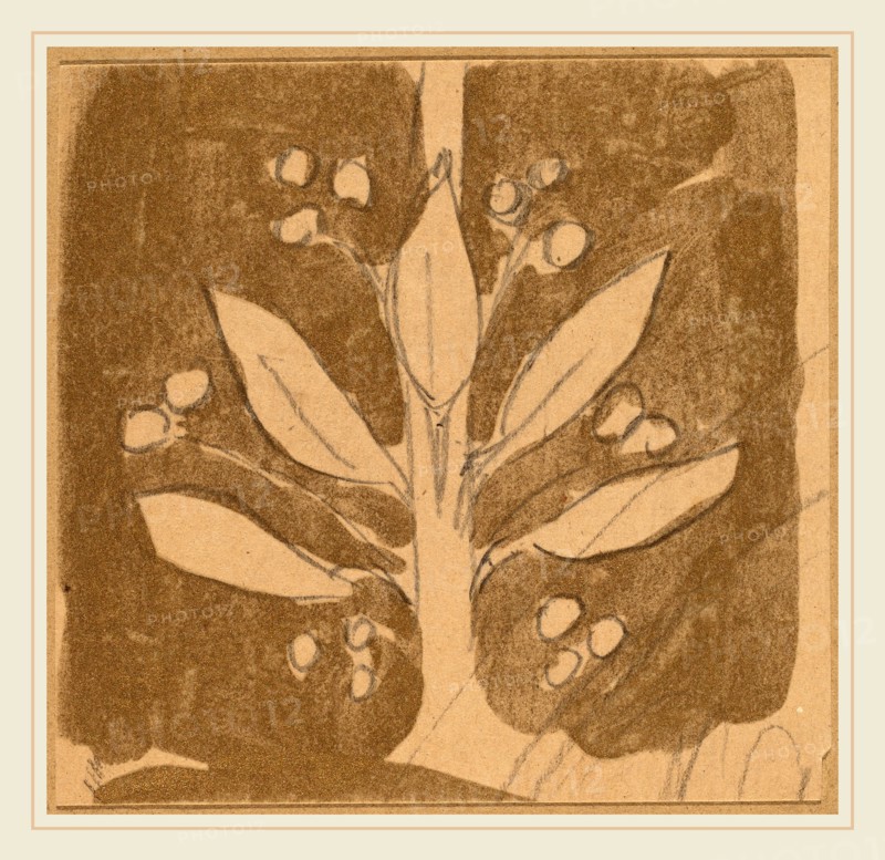 Charles Sprague Pearce, Study for a Border Design, American, 1851-1914, 1890-1897, graphite and gold paint on tan wove paper