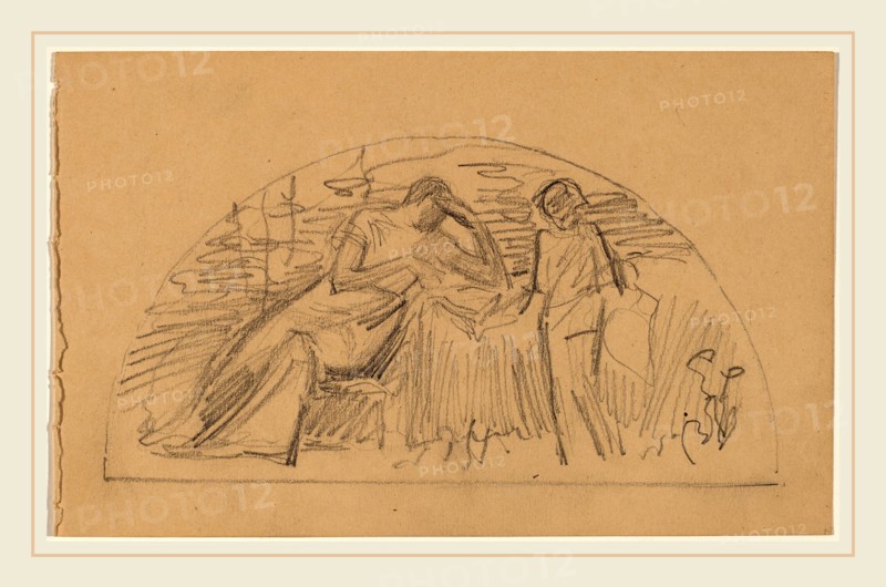 Charles Sprague Pearce, Study for a Lunette, American, 1851-1914, 1890-1897, graphite on tan wove paper