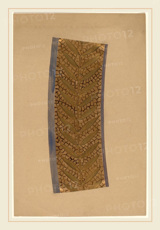 Charles Sprague Pearce, Study for a Border Design, American, 1851-1914, 1890-1897, gold paint, pen and black ink, and watercolor on tan wove paper