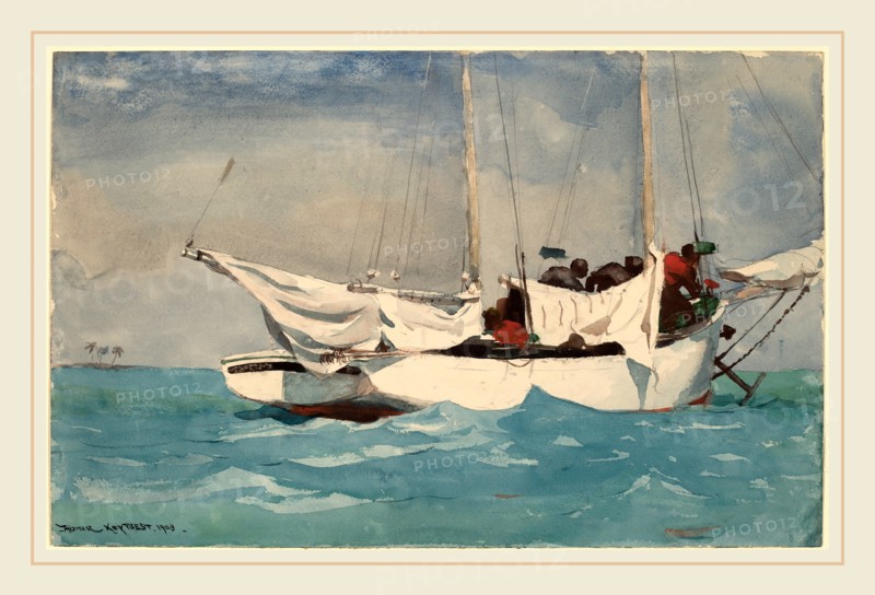 Winslow Homer, Key West, Hauling Anchor, American, 1836-1910, 1903, watercolor over graphite
