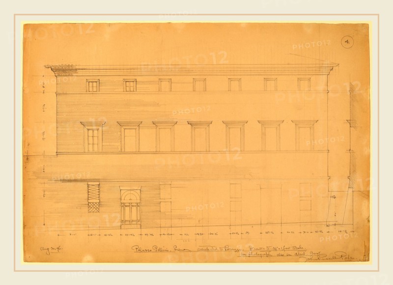 John Russell Pope, Palazzo Pollini, Siena, Attributed to Peruzzi, American, 1874-1937, 1896, graphite