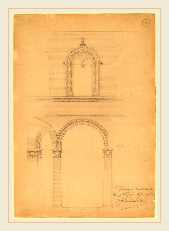 John Russell Pope, Bologna Brick Wall, American, 1874-1937, c. 1896, graphite