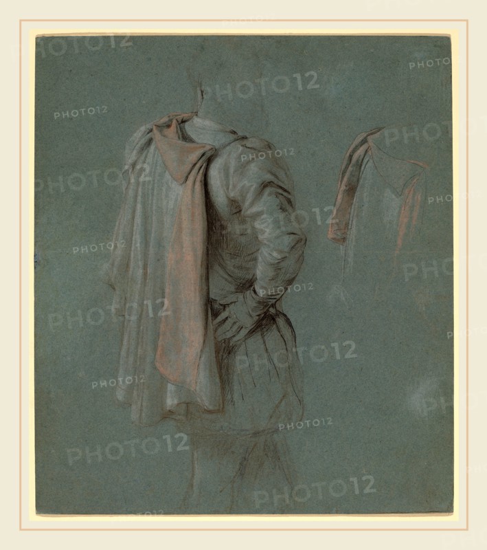 John Vanderlyn, The Cape of Pinzon, American, 1775-1852, c. 1838, brown and black chalk heightened with white chalk and pastel on blue board