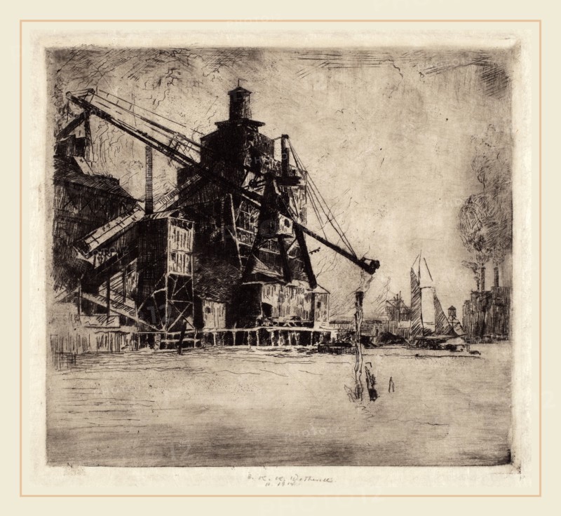 Elisha Kent Kane Wetherill, Otto Coke and Coal Hoist, American, 1874-1929, 1914, etching
