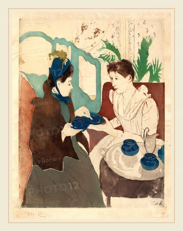 Mary Cassatt, Afternoon Tea Party, American, 1844-1926, 1890-1891, color drypoint and aquatint on laid paper