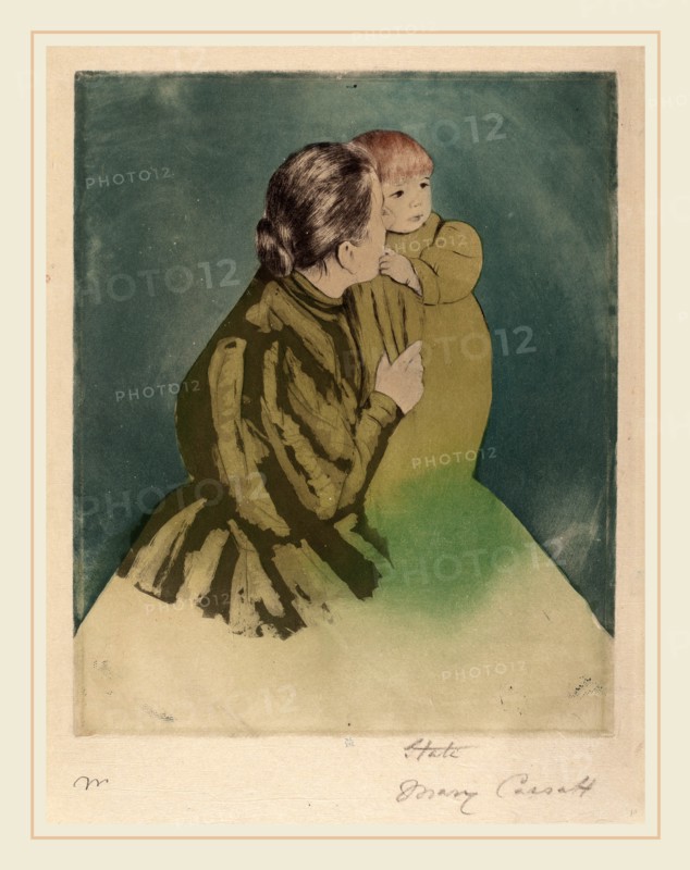 Mary Cassatt, Peasant Mother and Child, American, 1844-1926, c. 1894, color drypoint and aquatint