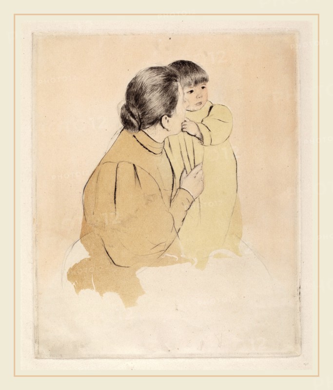 Mary Cassatt, Peasant Mother and Child, American, 1844-1926, c. 1894, drypoint and aquatint in color