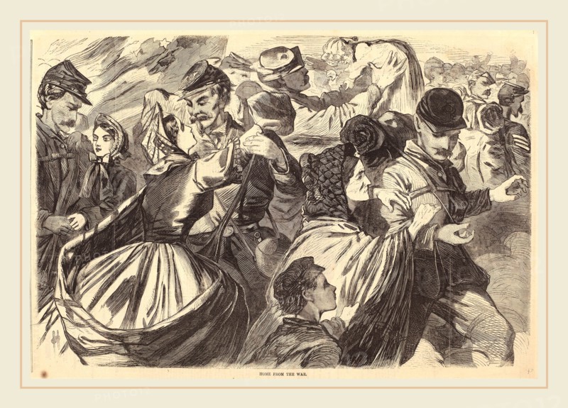 after Winslow Homer, Home from the War, published 1863, wood engraving on newsprint
