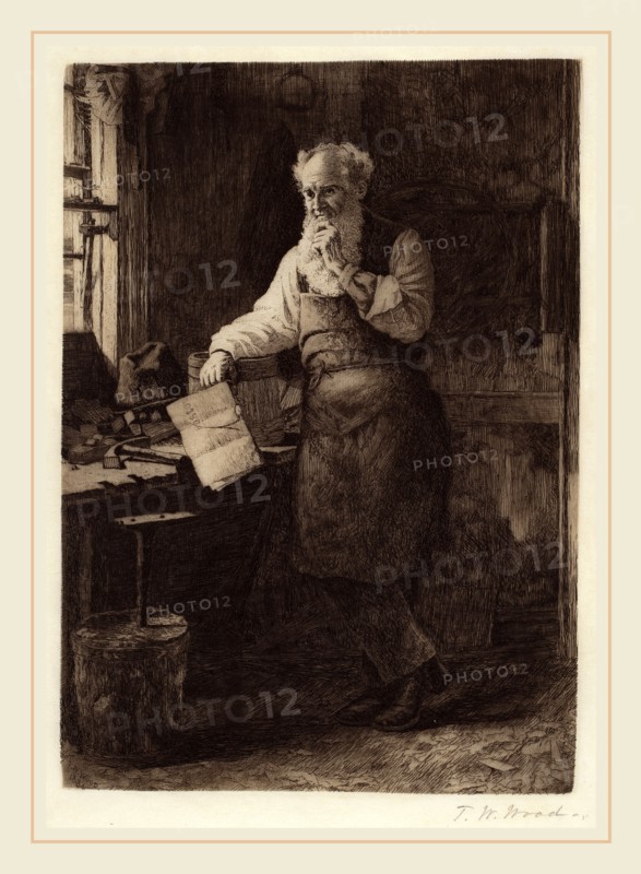Thomas Waterman Wood, Thinking It Over, American, 1823-1903, 1884, etching
