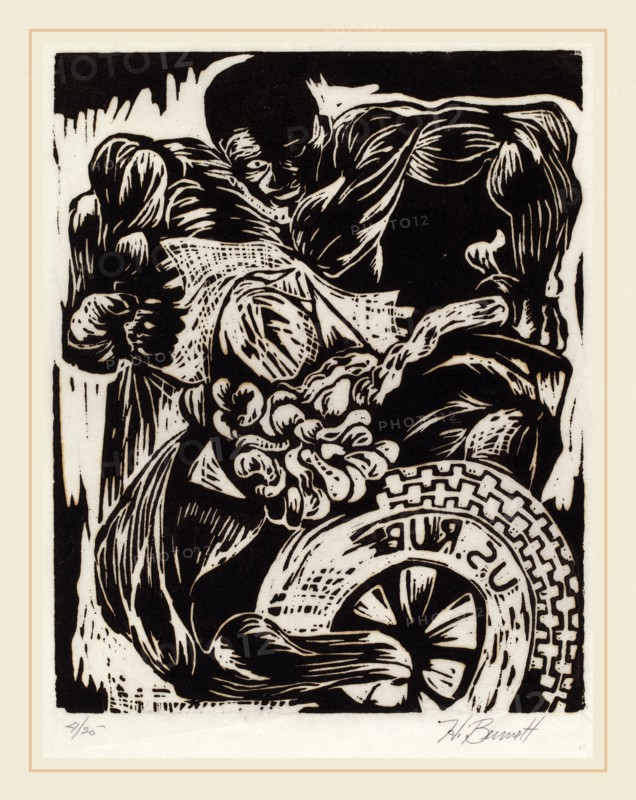 Herbert Bennett, Untitled (Frustration), American, linocut
