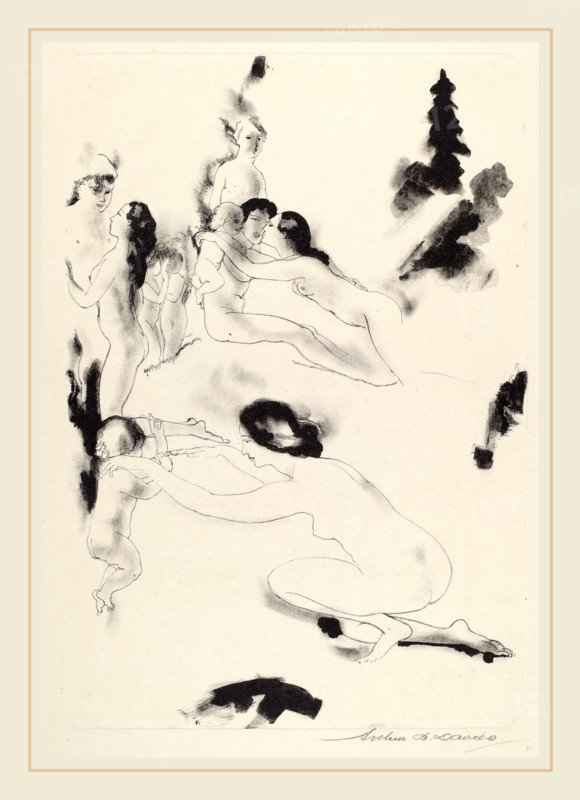 Arthur B. Davies, Orchard of Bounties, American, 1862-1928, 1919-1920, lithograph with lithotint in black on wove paper