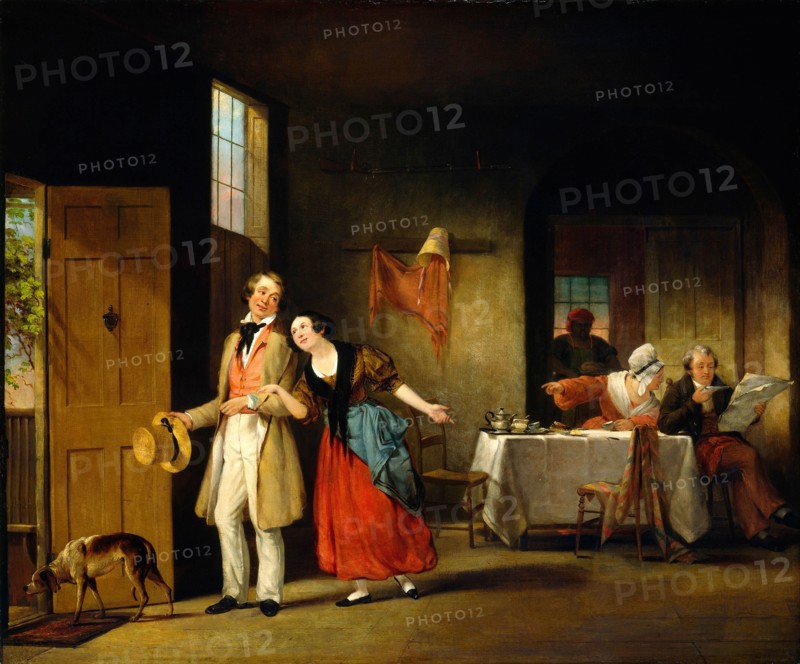 Francis William Edmonds, The Bashful Cousin, American, 1806-1863, c. 1841-1842, oil on canvas