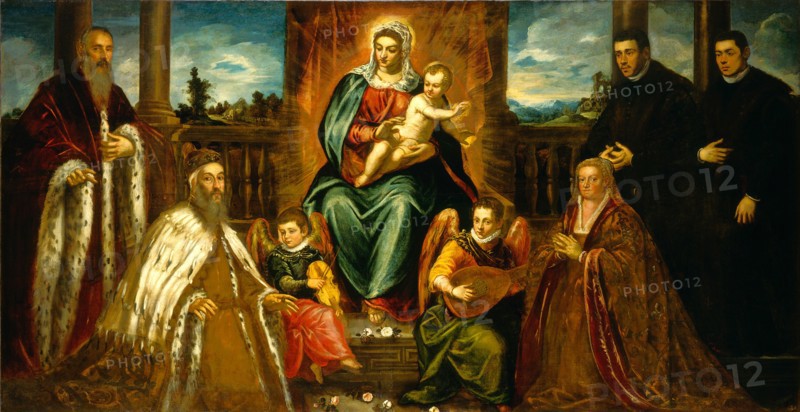 Jacopo Tintoretto, Doge Alvise Mocenigo and Family before the Madonna and Child, Italian, 1518-1594, probably 1573, oil on canvas