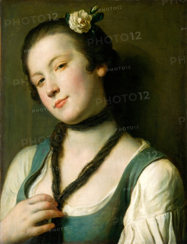 Pietro Rotari, A Girl with a Flower in Her Hair, Italian, 1707-1762, 1760-1762, oil on canvas