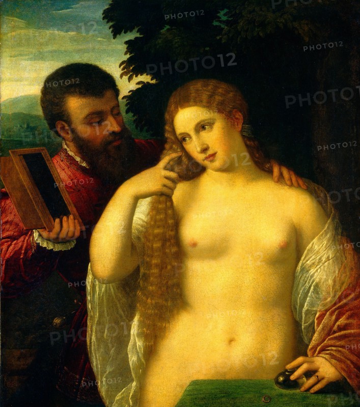Follower of Titian, Allegory (Possibly Alfonso d'Este and Laura Dianti), oil on canvas