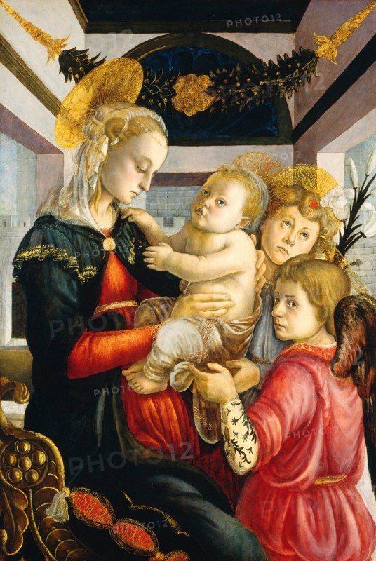 Attributed to Sandro Botticelli, Madonna and Child with Angels, Italian, 1446-1510, 1465-1470, oil and tempera on panel