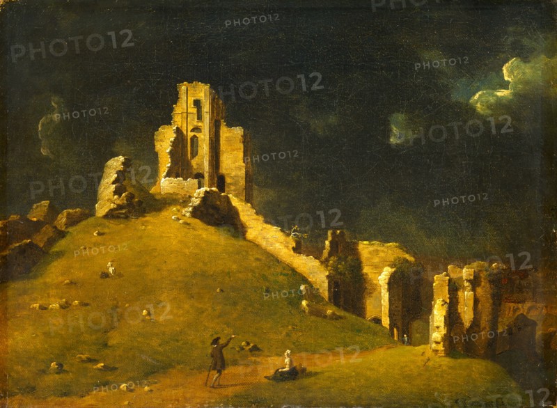 Corfe Castle, Dorset Okehampton Castle Signed and dated lower right: "J Richards 1764", John Inigo Richards, 1731-1810, British