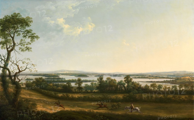 Lough Erne from Knock Ninney, with Bellisle in the distance, County Fermanagh, Ireland Foxhunting in Co. Fermanagh, Ireland, with a view of Lough Erne, Thomas Roberts, 1748-1778, British