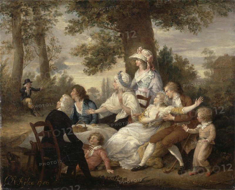 The Vicar of Wakefield,' Vol. I, Chap. VIII: Dining in the Hayfields' (Surprised by Mr. Thornhill's Chaplain) Signed and dated, lower right: "C. R. Ryley 1786", Charles Reuben Ryley, 1752-1798, British