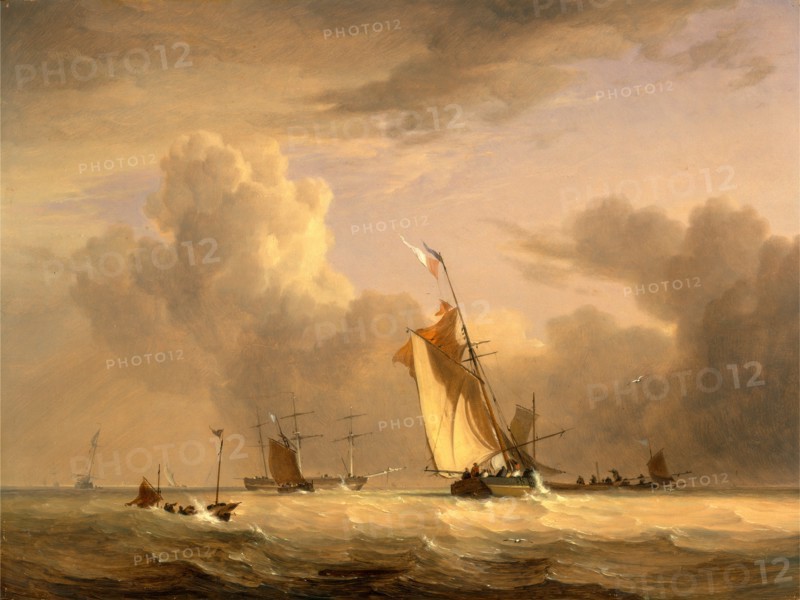 Fishing Smack and Other Vessels in a Strong Breeze Shipping in a Choppy Sea; Storm Approaching Signed and dated, lower center: "[JS monogram] 1830", Joseph Stannard, 1797-1830, British