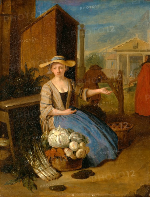 Vegetable Seller, Covent Garden, London, Pieter Angillis, 1685-1734, Flemish